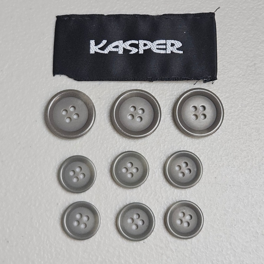 Kasper Buttons Gray 9-Pc Set Blazer Replacement Parts Sewing Crafting Vintage